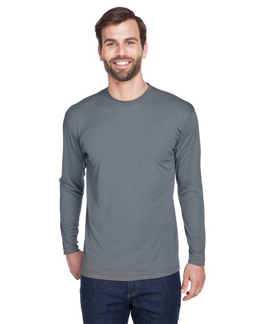UltraClub Men's Cool & Dry Sport Long Sleeve Performance Interlock T-Shirt 8422