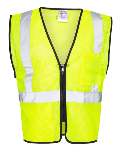 Kishigo Unisex Double-Pocket Zippered Economy Class 2  Vest 1537-1538 #color_Lime