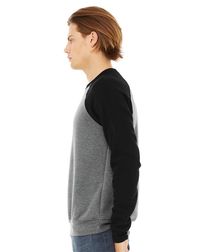 BELLA + CANVAS Sponge Fleece Raglan Crewneck Sweatshirt 3901 #colormdl_Deep Heather/ Black