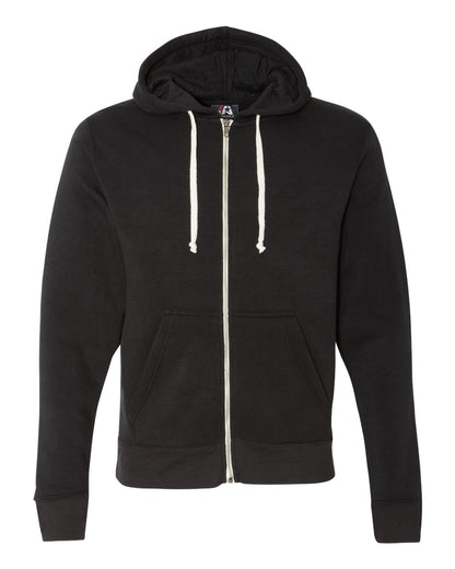 J. America Men's Triblend Full-Zip Hooded Sweatshirt 8872 #color_Black Solid