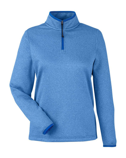 CORE365 Women's Venture Heathered Stripe Quarter-Zip Pullover CE73W #color_True Royal/ White