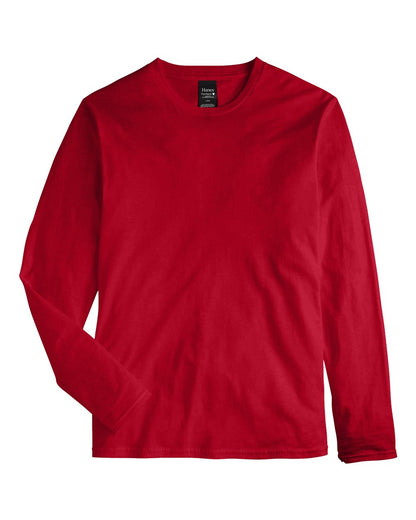 Hanes Unisex Perfect-T Long Sleeve T-Shirt 498L #color_Deep Red