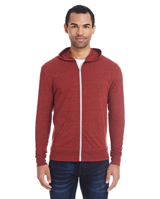 Threadfast Apparel Unisex Triblend Full-Zip Lightweight Hooded Sweatshirt 302Z