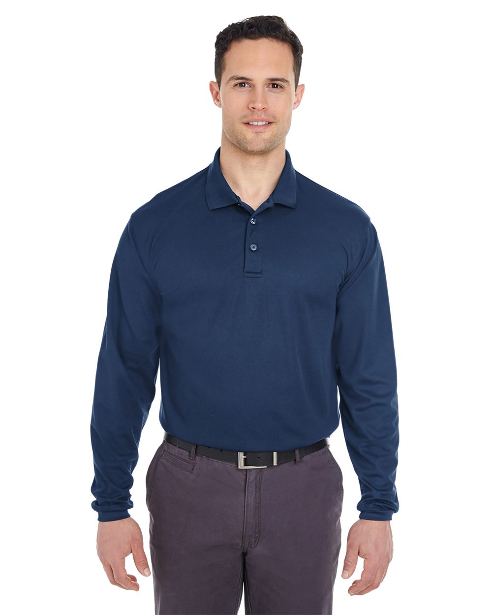 UltraClub Men's Cool & Dry Long Sleeve Mesh Piqué Polo 8210LS