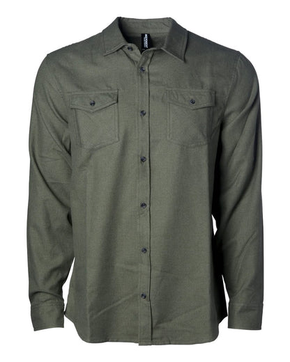 Independent Trading Co. Unisex Flannel Shirt EXP50F #color_Army Heather