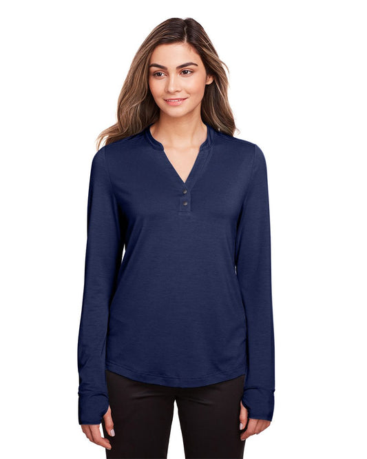North End Women's JAQ Stretch Performance V-Neck Snap Pullover NE400W