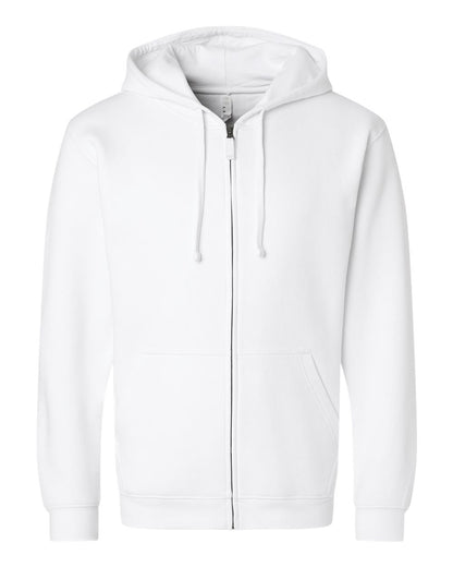 LAT Unisex Full-Zip Fleece Hoodie Sweatshirt 6927 #color_White