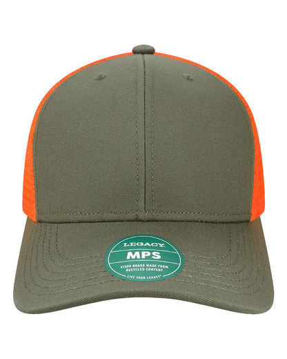 LEGACY Mid-Pro Snapback Trucker Cap MPS #color_Olive/ Blaze Orange