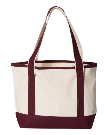 Q-Tees 20L Small Deluxe Tote Q125800 #color_Natural/ Maroon