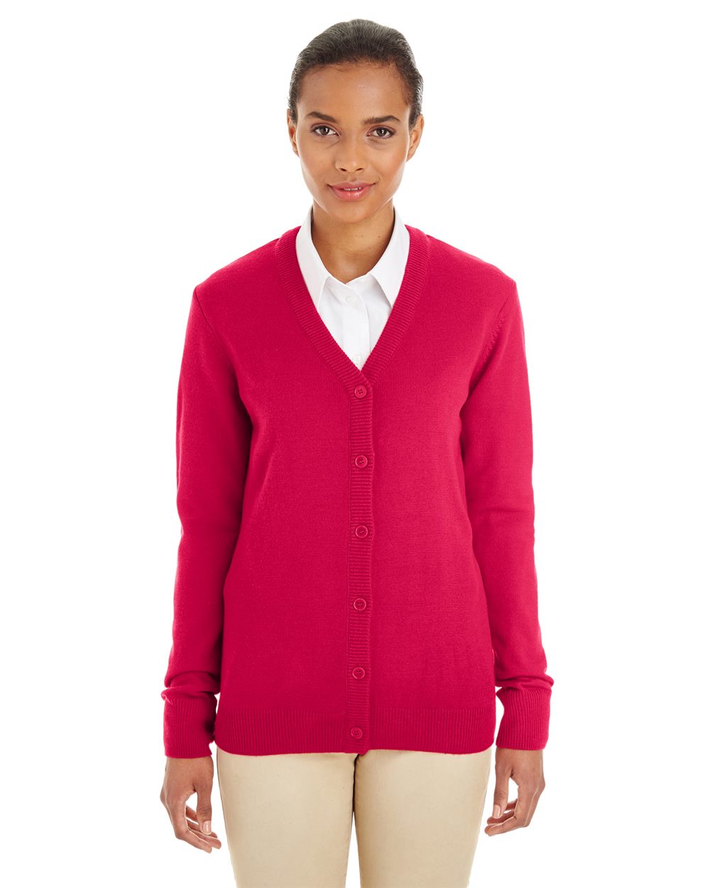 Harriton Women's Pilbloc V-Neck Button Cardigan Sweater M425W