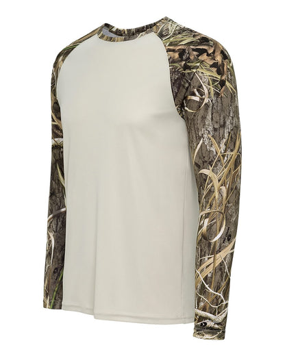 Paragon Men's Jackson Mossy Oak Colorblocked Long Sleeve T-Shirt 236 #color_Shadow Grass Habitat