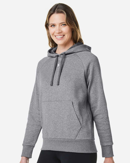 Under Armour Women's Rival Fleece Hooded Sweatshirt 1379500 #colormdl_Castlerock Grey Light Heather/ Black