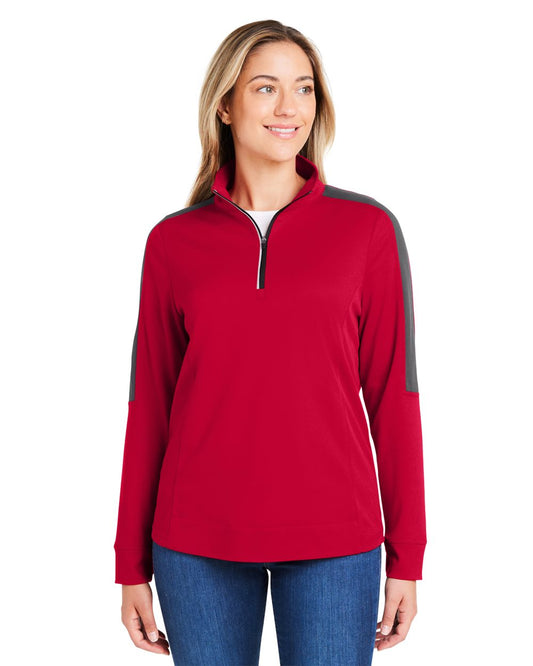 CORE365 Women's Market Snag Protect Mesh Colorblock Quarter-Zip Pullover CE404W
