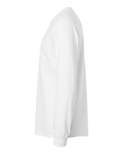 Gildan Unisex Ultra Cotton® Long Sleeve Pocket T-Shirt 2410 #color_White