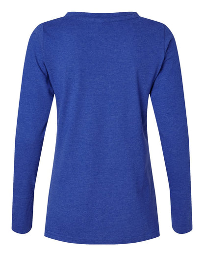 LAT Women's Fine Jersey Lace-Up Long Sleeve T-Shirt 3538 #color_Vintage Royal/ White