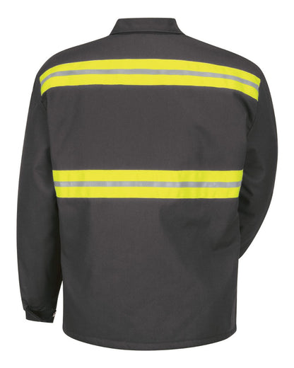 Red Kap Men's Enhanced Visibility Perma-Lined Panel Jacket JT50EN #color_Charcoal