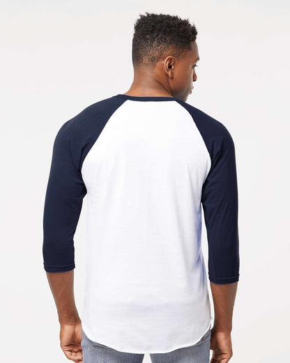 Tultex Fine Jersey Raglan T-Shirt 245 #colormdl_White/ Navy