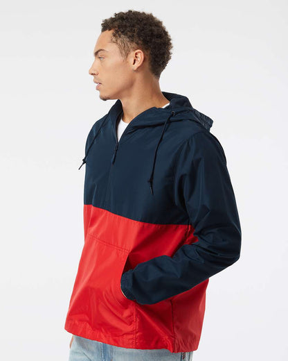 Independent Trading Co. Lightweight Quarter-Zip Windbreaker Pullover Jacket EXP54LWP #colormdl_Classic Navy/ Red