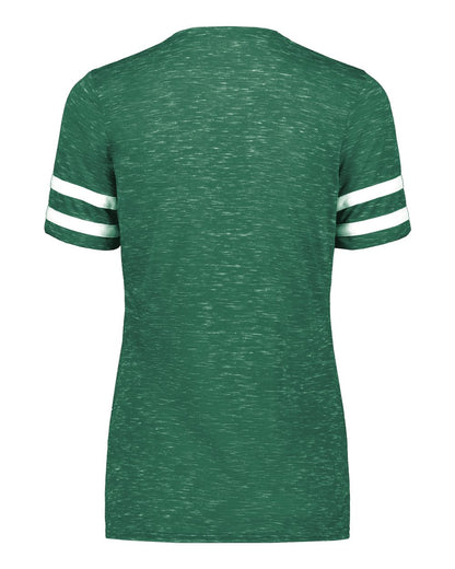 Holloway Women's Eco Revive™ Monterey V-Neck T-Shirt 223245 #color_Dark Green Heather/ White