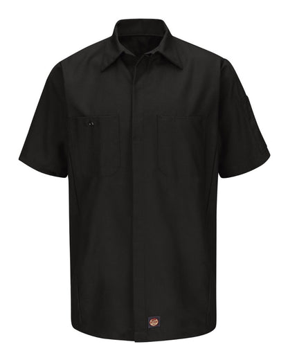 Red Kap Men's Short Sleeve Automotive Crew Shirt SY20 #color_Black