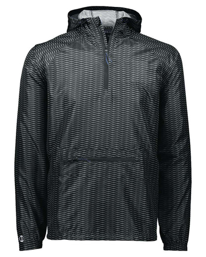 Holloway Men's Range Hooded Packable Quarter-Zip Jacket 229554 #color_Black