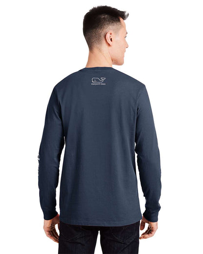 vineyard vines Unisex Long Sleeve Pocket T-Shirt V021214 #colormdl_Blue Blazer/ White Cap