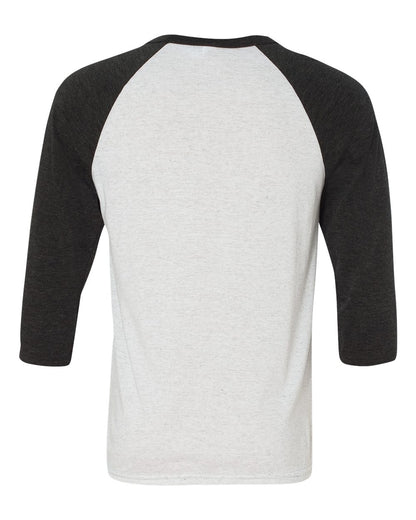 BELLA + CANVAS Three-Quarter Sleeve Baseball Tee 3200 #color_White Fleck/ Charcoal Triblend