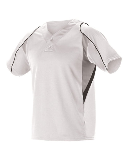 Alleson Athletic Youth Two Button Henley Baseball Jersey 529Y #color_White/ Grey/ Black