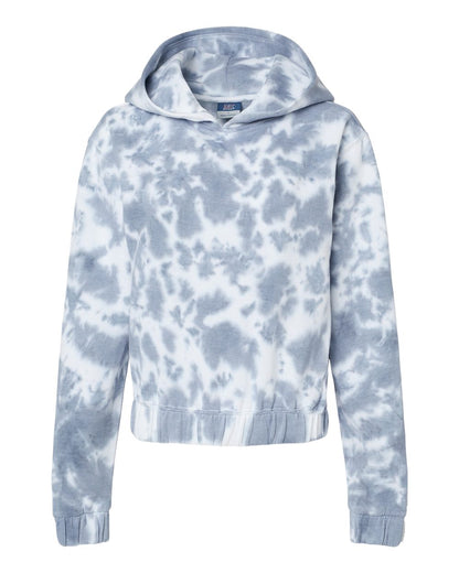 MV Sport Women's Sueded Fleece Tie-Dyed Crop Hooded Sweatshirt W23718 #color_Stonewash