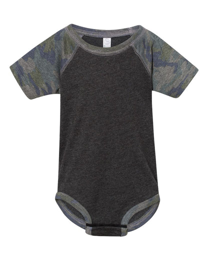 Rabbit Skins Infant Baseball Fine Jersey Bodysuit 4430 #color_Vintage Smoke/ Vintage Camo