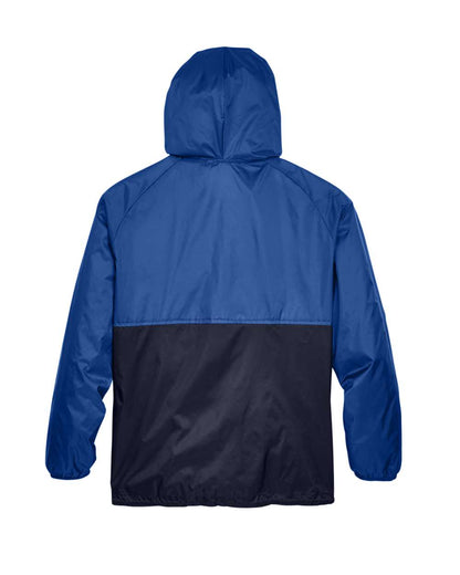 Harriton Unisex Packable Hooded Nylon Jacket M750 #color_Royal/ Navy