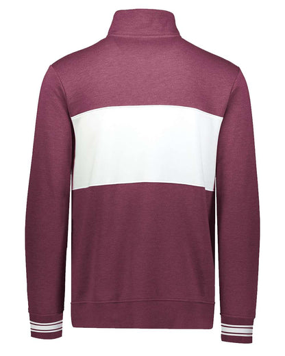 Holloway Men's All-American Fleece Colorblocked Quarter-Zip Sweatshirt 229565 #color_Maroon Heather/ White