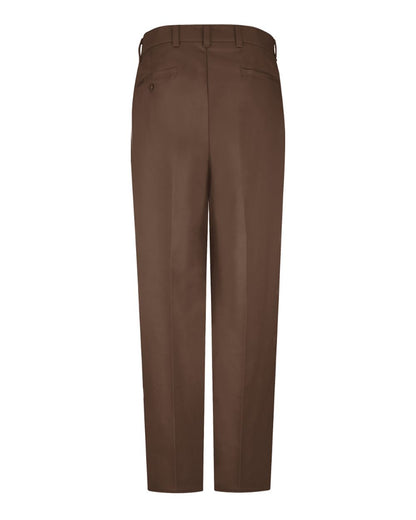 Red Kap Men's Wrinkle-Resistant Cotton Work Pants PC20 #color_Brown - Unhemmed