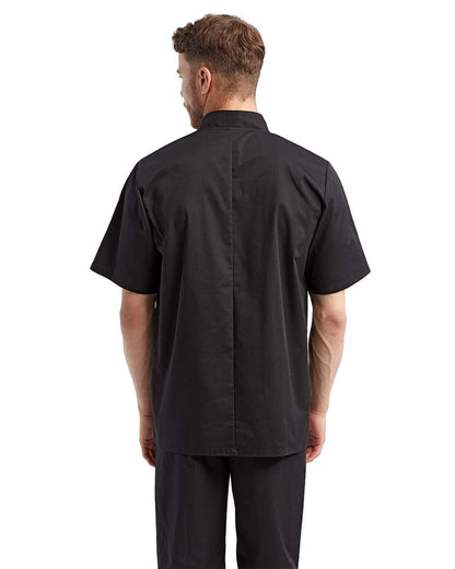 Artisan Collection by Reprime Unisex Short Sleeve Recycled Chef Coat RP656 #colormdl_Black