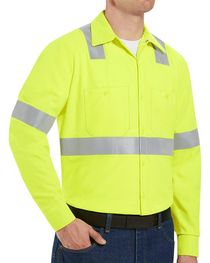 Red Kap Men's High Visibility Safety Long Sleeve Work Shirt SS14HV Red Kap Men's High Visibility Safety Long Sleeve Work Shirt SS14HV