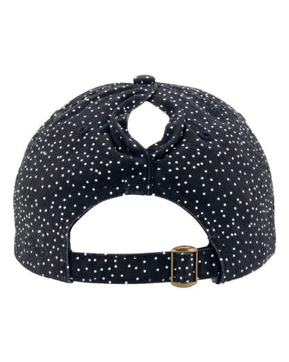 Infinity Her Women's Garment-Washed Fashion Print Cap HATTIE #color_Black/ White Polka Dots