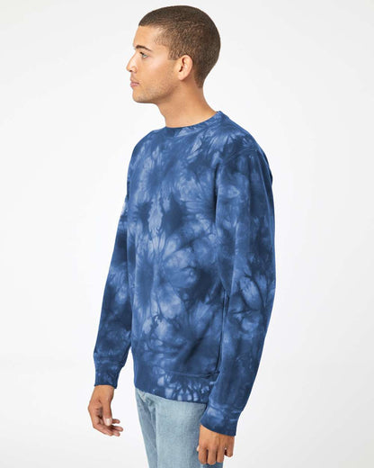 Independent Trading Co. Midweight Tie-Dyed Crewneck Sweatshirt PRM3500TD #colormdl_Tie Dye Navy