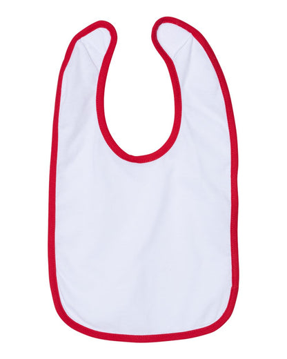 Rabbit Skins Infant Contrast Trim Premium Jersey Bib 1004 #color_White/ Red