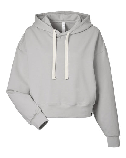 Glyder Women's Vintage Oversized Cropped Hooded Sweatshirt PDP1725 #color_Ash Grey