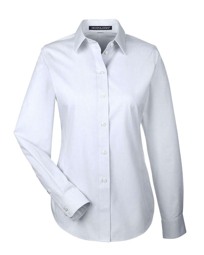 Devon & Jones Women's Crown Collection® Striped Woven Dress Shirt DG534W #color_Silver/ White