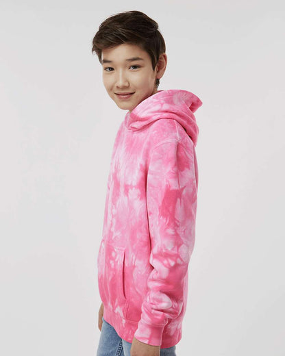 Independent Trading Co. Youth Midweight Tie-Dyed Hooded Sweatshirt PRM1500TD #colormdl_Tie Dye Pink