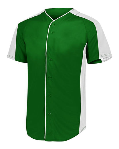 Augusta Sportswear Full Button Baseball Jersey 1655 #color_Dark Green/ White