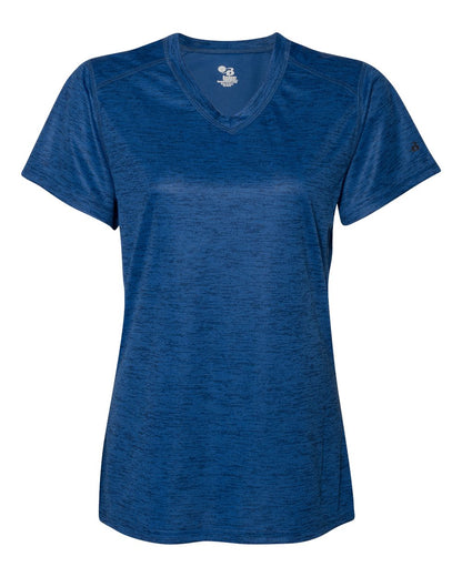 Badger Women's Tonal Blend V-Neck T-Shirt 4175 #color_Royal Tonal Blend