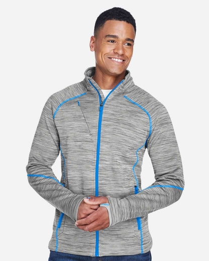 North End Men's Flux Mélange Bonded Fleece Jacket 88697 #colormdl_Platinum/ Olympic Blue