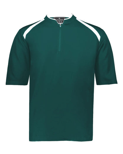 Holloway Men's Clubhouse Short Sleeve Quarter-Zip Pullover 229581 #color_Dark Green/ White
