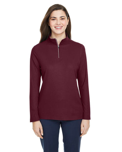 CORE365 Women's Fusion ChromaSoft™ Pique Quarter-Zip Pullover CE405W #colormdl_Burgundy