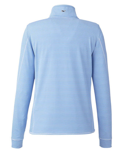 vineyard vines Women's Microstripe Sankaty Half-Zip Pullover K002521 #color_Breaker Blue