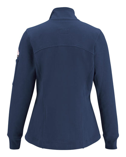 Bulwark Women's Zip Front Fleece Jacket-Cotton/Spandex Blend SEZ3 #color_Navy