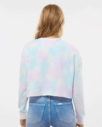 Independent Trading Co. Women's Lightweight Crop Crewneck Sweatshirt AFX24CRP #colormdl_Tie Dye Cotton Candy