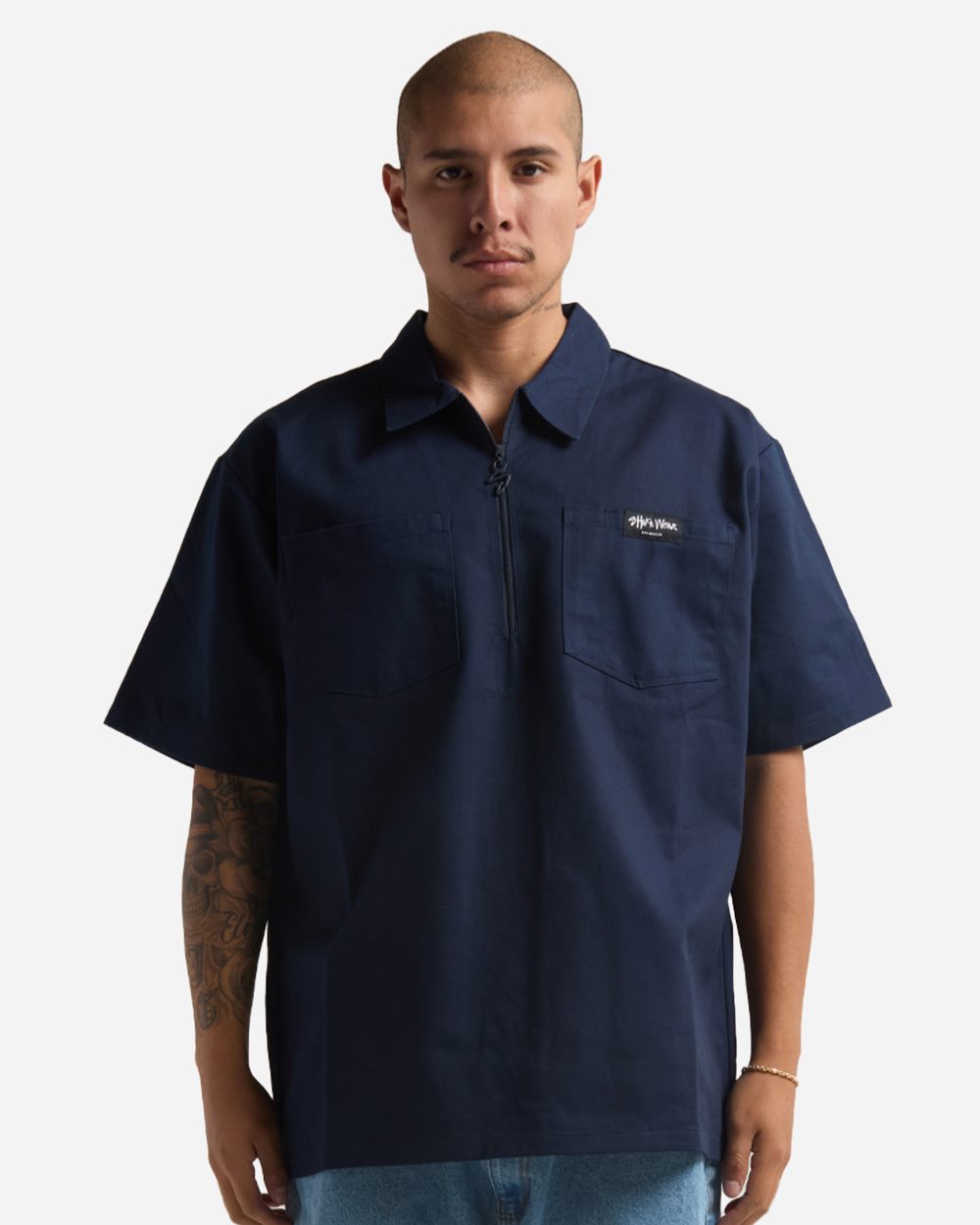 Shaka Wear Men's Work Heavyweight Quarter-Zip Short Sleeve Shirt SHQZWS